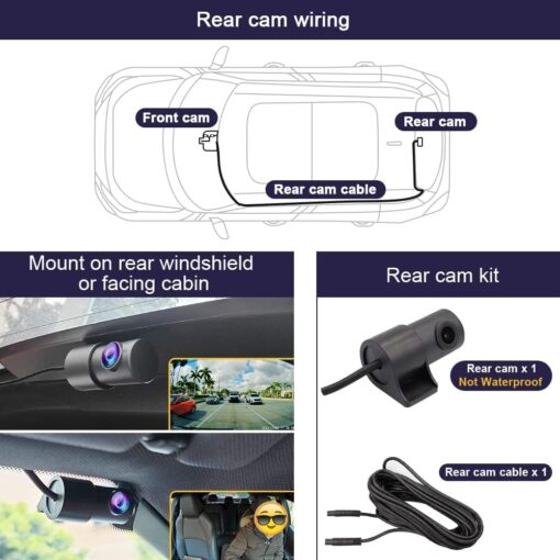 Fitcamx 4K Dual Dash Cam Suitable for Suitable for Mercedes-Benz GLA 2024-2025 GLA 250 & EQA (HD2-6669), OEM Style, Front 2160P+Rear 1080P Video, WiFi&APP, Loop Recording, G-Sensor, Easy to Set, 128GB - Image 4