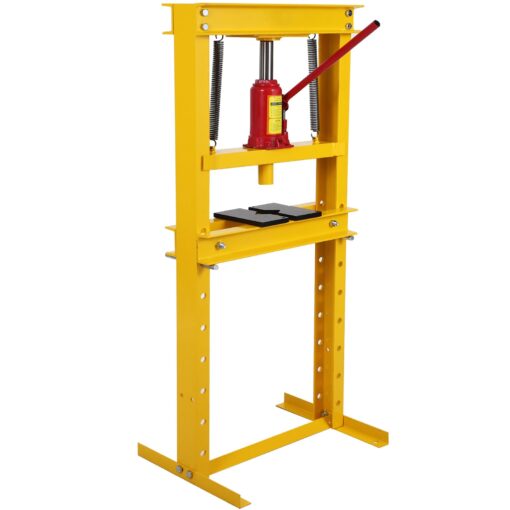 12 Ton Shop Press H Frame Press, 12 Ton Hydraulic Press H Frame Garage Floor Press with Plate, Adjustable Working Table Height Hydraulic Shop Floor Press for Gears and Bearings