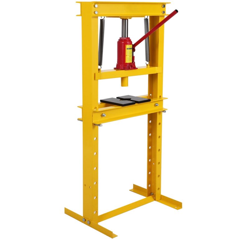 12 Ton Shop Press H Frame Press, 12 Ton Hydraulic Press H Frame Garage Floor Press with Plate, Adjustable Working Table Height Hydraulic Shop Floor Press for Gears and Bearings