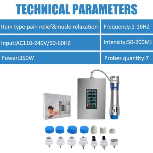 Nulatool Shockwave Therapy Machine Body Muscle Relaxation Massager Tool Shock Wave Pain Relief with 7 Heads-SW18A - Image 2