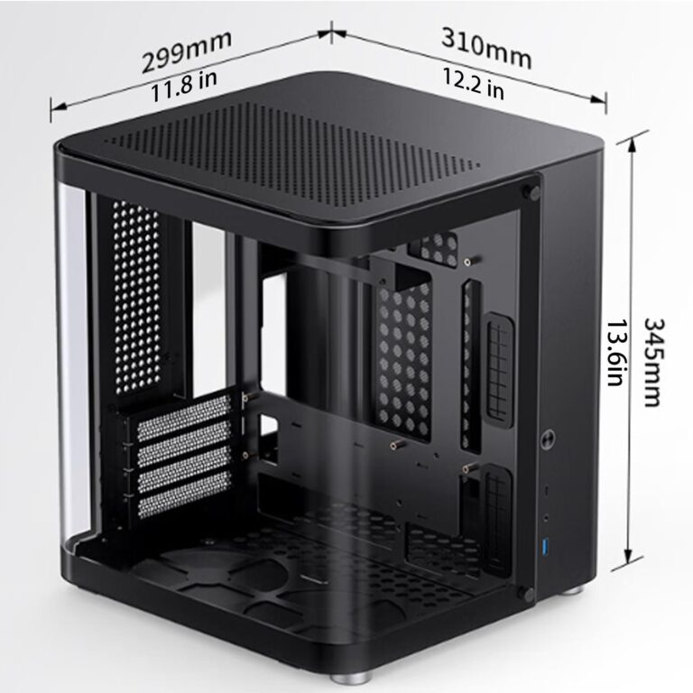 JONSBO TK-1 Black Micro ATX Mini Tower Computer CASE, Hyperboloid Glass Design, Separated Cabinet Structure, Al Alloy Shell Matx Desktop PC Case, Support ATX Power supply/240 AIO, Black - Image 2