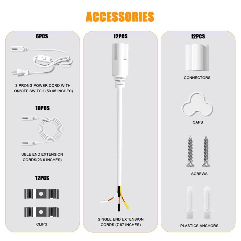 ONLYLUX LED Shop Light 4FT, 6000K 50W 7500LM, Linkable Utility Ceiling Light Fixture, 4 Foot T8 Integrated LED Tube Lights, V Shape High Output, Linkable with On/Off Switch (12 Pack) - Image 3