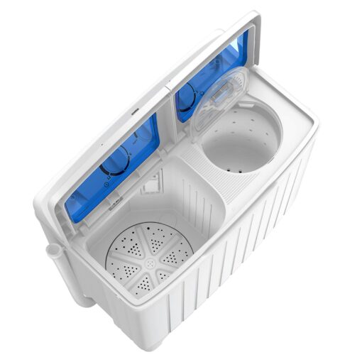Giantex GT24267-PE 20lbs Spinner Combo, 12lbs 8lbs Spinning, Compact Twin Tub Mini Washer for Apartment RV Dorms, Blue & White Portable Washing Machine - Image 3