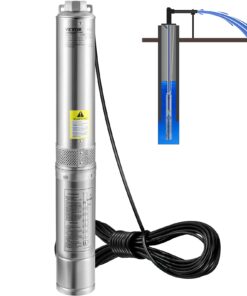 VEVOR Deep Well Submersible Pump, 3HP/2200W 230V/60Hz, 37GPM Flow 640 ft Head, with 33 ft Electric Cord, 4 inch Stainless Steel Water Pumps for Industrial, Irrigation & Home Use, IP68 Waterproof Grade
