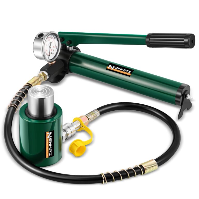 Newhai 20 ton 2” Hydraulic Ram Jack+ cp-180 Hand Pump with Pressure Gauge Hydraulic Porta Power 20 ton Kit Low Profile Short Cylinder