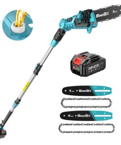 Seesii 10 Inch & 8 Inch Electric Pole Saws for Tree Trimming, Cordless Pole Chainsaw with Extendable Rod (Up to 9.2ft), Auto Oiler, 4000mAh Battery Powered Tree Pruner for Bush & Branch Cutting