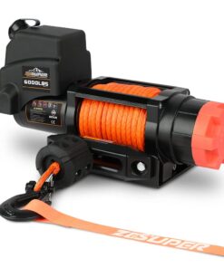 ZESUPER 6000lb Waterproof IP67 Electric Winch for UTV ATV Trailer, 12 Volt Winch with Synthetic Rope，Hawse Fairlead, Wireless Handheld Remote and Corded Control