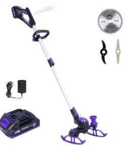 YardEz Electric Weed Wacker, YardEz Battery Operated Weed Eater with Tank Wheel, Edger/Trimmer/Cutter 3 in 1, Nylon/Steel/Saw Blade (One 2.5Ah Battery)