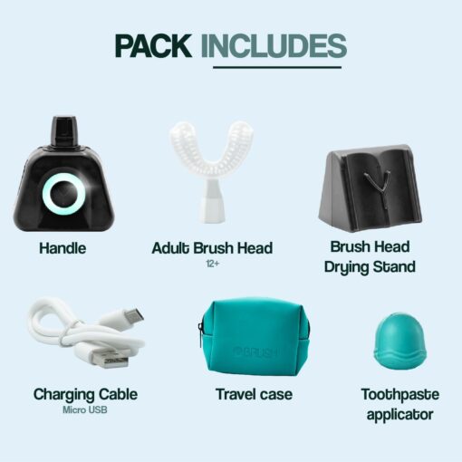 Y-Brush - Electric Toothbrush - Y-Shaped Brush - 3 Months Battery Life - NylonBlack Premium Pack - Image 9