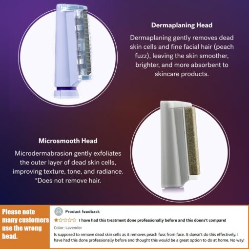 Michael Todd Beauty Sonicsmooth Pro+ Dermaplane Razor for Women Face + Eyebrow trimmer Dermaplaning System w/LED Light Peach Fuzz Remover -16 Dermaplaning Blades & 2 Microsmooth Microdermabrasion Tips - Image 3