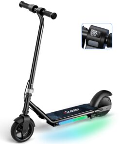 iScooter IK3 Electric Scooter for Kids Ages 6-12, 150W Motor, LED Display, 3 speeds Adjustable, Colorful Lights, Double Brake, Kids Electric Scooter with Magnetic Charging, Light Pink (Black)