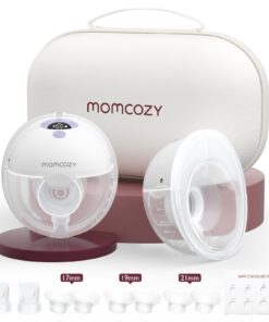 Momcozy M5 Hands-Free Wearable Breast Pump, Double-Sealed Flange for Baby-Like Comfort, 3 Modes & 9 Suction Levels, Portable Electric Pump – 24mm, 2 Pack Lilac