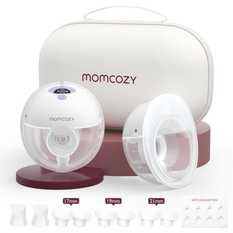 Momcozy M5 Hands-Free Wearable Breast Pump, Double-Sealed Flange for Baby-Like Comfort, 3 Modes & 9 Suction Levels, Portable Electric Pump – 24mm, 2 Pack Lilac