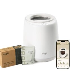 Vego Kitchen Composter, 4L Electric Composter Countertop 5 Modes Weight-Based Smart Compost Bin with App Odorless Auto-Cleaning Food Waste Compost Machine Indoor, White