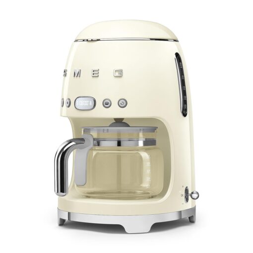 Smeg 50's Retro Style Aesthetic Drip Coffee Machine with 10 Cup Glass Carafe, Auto Start Feature, Keep Warm Plate, and Two Coffee Strength Settings (Cream) - Image 6