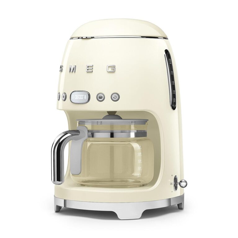 Smeg 50's Retro Style Aesthetic Drip Coffee Machine with 10 Cup Glass Carafe, Auto Start Feature, Keep Warm Plate, and Two Coffee Strength Settings (Cream) - Image 6