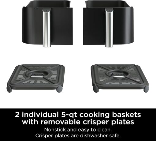 Ninja R-AD300CO Foodi 6-in-1 10-qt. XL 2-Basket Air Fryer with DualZone Technology, Black - Image 6