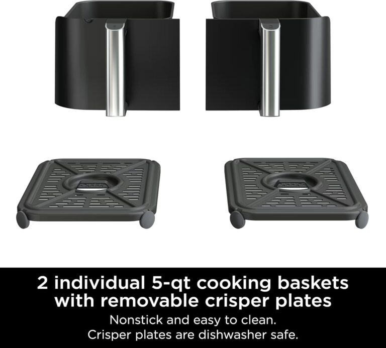 Ninja R-AD300CO Foodi 6-in-1 10-qt. XL 2-Basket Air Fryer with DualZone Technology, Black - Image 6