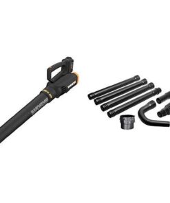WORX WG547 20V (2.0Ah) Power Share Cordless Turbine Blower, 2-Speed, Battery and Charger Included with WA4094 GUTTERPRO Universal Gutter Cleaning Kit, 11’ Reach