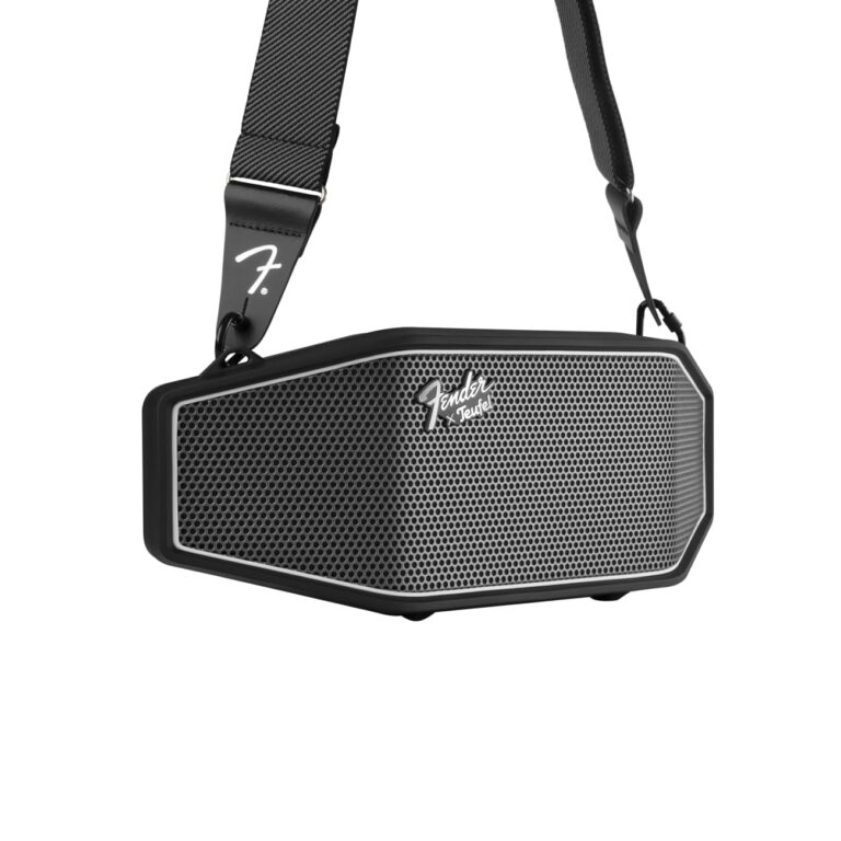 Fender x Teufel ROCKSTER CROSS Portable Wireless Bluetooth Speaker – Rugged, Waterproof, 16 Hours of Battery, Powerful Stereo Sound, Subwoofer, Built-in Power Bank, Fender Guitar Strap (Black & Steel) - Image 7