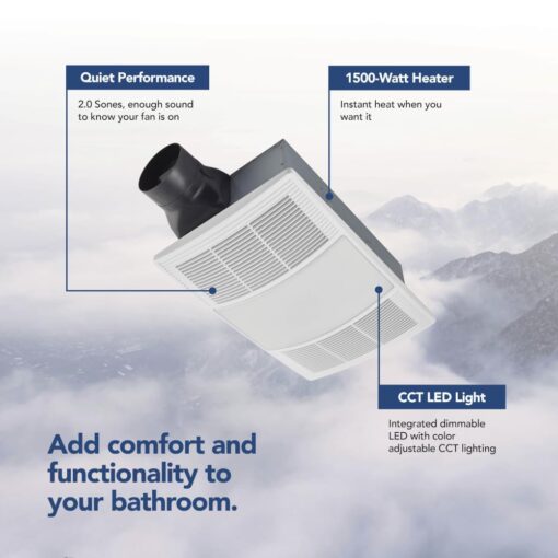 Broan-NuTone BHFLED110 PowerHeat Bathroom Exhaust Fan, Heater, and LED Light Combination, 110 CFM - Image 6