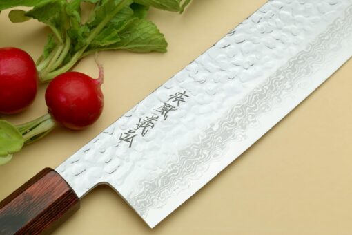 Yoshihiro VG10 46 Layers Hammered Damascus Nakiri Japanese Vegetable Knife (6.5'' (165mm) Rosewood Handle) - Image 8