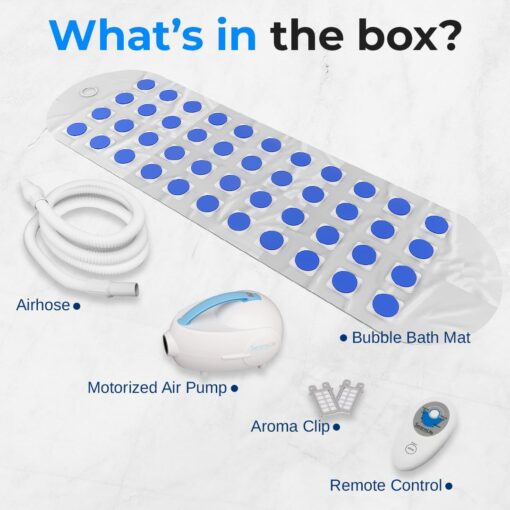 Portable Spa Bubble Bath Massager - Thermal Spa Waterproof Non-Slip Mat with Suction Cup Bottom, Motorized Air Pump & Adjustable Bubble Settings - Remote Control Included - Serenelife AZPHSPAMT22 - Image 3