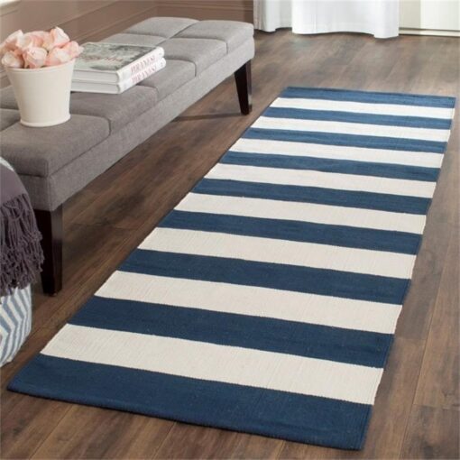 SAFAVIEH Montauk Collection X-Large Area Rug - 12' x 15', Navy & Ivory, Handmade Flat Weave Boho Farmhouse Cotton Stripe, Ideal for High Traffic Areas in Living Room, Bedroom (MTK712H) - Image 7