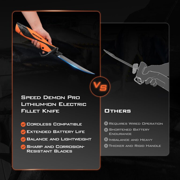 KastKing Speed Demon Pro Lithium-ion Electric Fillet Knife - Cordless Rechargeable Fishing Knife with 4 Blades, High Torque Motor with Extended Battery Life, Ergonomic Handle and Custom Carry Case - Image 2