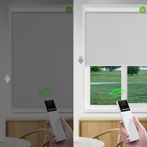 Motorized Blinds with Remote (23-95 inches) Window Roller Shade Wireless Rechargeable Motor Popular Full Blackout Sunshine Fabric for Office and Home Customize Size(82006E) - Image 6