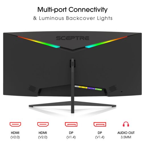 Sceptre 34-Inch Curved Ultrawide WQHD Monitor 3440 x 1440 R1500 up to 165Hz DisplayPort x2 99% sRGB 1ms Picture by Picture, Machine Black 2023 (C345B-QUT168) - Image 7