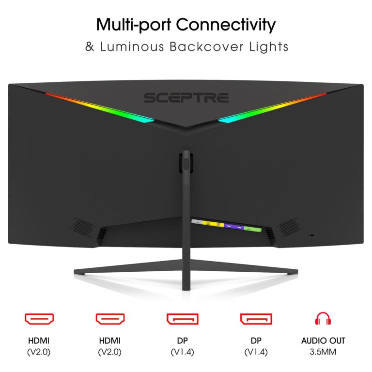 Sceptre 34-Inch Curved Ultrawide WQHD Monitor 3440 x 1440 R1500 up to 165Hz DisplayPort x2 99% sRGB 1ms Picture by Picture, Machine Black 2023 (C345B-QUT168) - Image 7