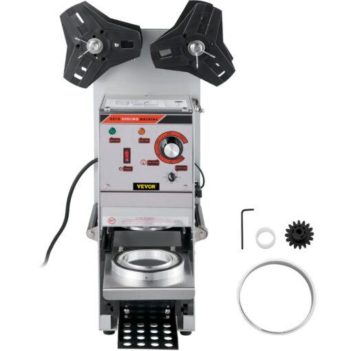 VEVOR Semi-automatic Cup Sealing Machine, 300-500 Cup/h Tea Cup Sealer Machine, Silver Boba Cup Sealer Machine, 90/95mm Cup Diameter Boba Cup Sealing Machine with Control Panel for Bubble Milk Tea - Image 3
