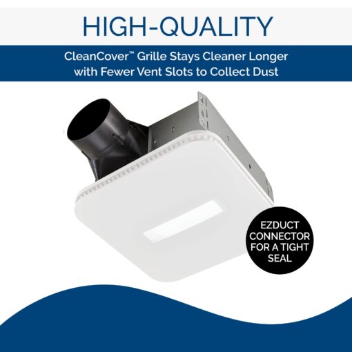Broan-NuTone AE110LK Ventilation Fan with LED CleanCover and Roomside Installation, ENERGY STAR Certified, 110 CFM, 1.0 Sones, White - Image 2