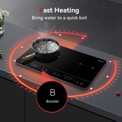 GASLAND Portable Induction Cooktop 2 Burners, 1800W Double Induction Cooktop with 10 Temperature 7 Power Settings, Dual Induction Cooker with Sensor Touch Control, Child Safety Lock & Timer - Image 5