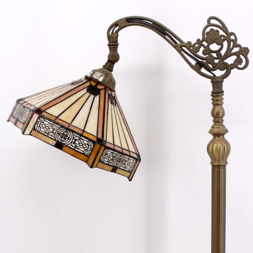 WERFACTORY Tiffany Floor Lamp Mission Hexagon Stained Glass Arched Lamp 12X18X64 Inches Gooseneck Adjustable Corner Standing Reading Light Decor Bedroom Living Room S011 Series - Image 8