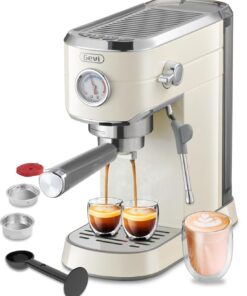 Gevi Commercial Espresso and Coffee Makers, Professional Espresso Maker Latte Machine with Milk Frother, Stainless Steel Expresso Coffee Machines for Home, Compact Cappuccino Machine, Great Gift
