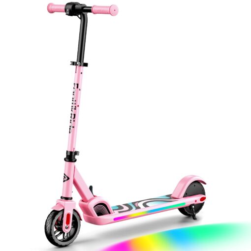 FanttikRide C9 Pro Electric Scooter for Kids 8-12, Adjustable Handlebar Height for Riders 3.9-5.2 ft, 132 lbs, Up to 40 min Continuous Time, 5 Miles Range, 3 Speed Mode 5/8/10 MPH, Pink