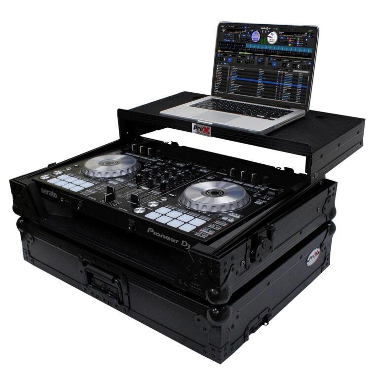 ProX Live Performance Gear XS-DDJSR2LTBL LED ATA Flight Case For Pioneer DDJ-SR2 DJ Controller with Laptop Shelf and LED - Black - Image 7