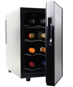 Koolatron 8 Bottle Wine Cooler, Black, Thermoelectric Wine Fridge, 0.8 cu. ft. (23L), Freestanding Urban Series Wine Refrigerator, Red, White and Sparkling Wine Storage for Kitchen and Apartment