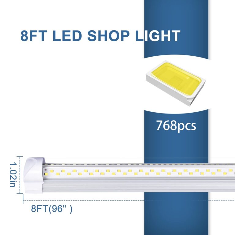 ONLYLUX 8Ft LED Shop Light Fixture - 8 Foot 100W 15000LM 6500K, Linkable with Plug LED Lights for Garage,V Shape, 96" T8 LED Tube Light, Hight Output,Pack of 10 - Image 5