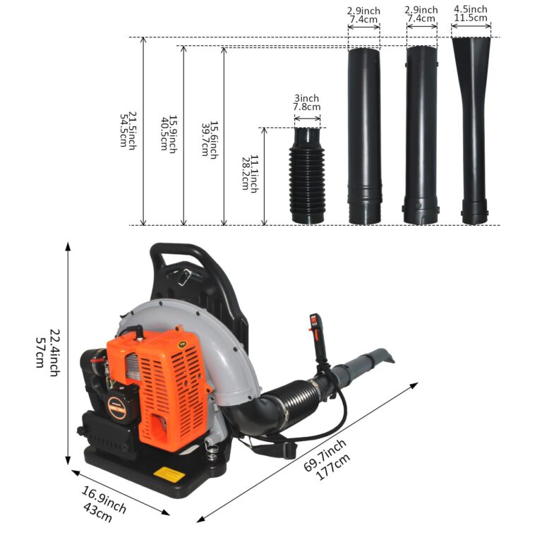 Gas Leaf Blower, 3.6HP 2 Stroke Backpack Gas Blower, 665CFM High-Velocity Airflow, Grass Lawn Blow， Air Cooling Gasoline Backpack Grass Blower, Snow Blow for Efficient Lawn (72CC Orange) - Image 5