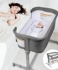 3 in 1 Baby Bassinet, Bedside Sleeper, & Playpen, Easy Folding Portable Crib (Grey)- KoolaBaby (Bassinet)