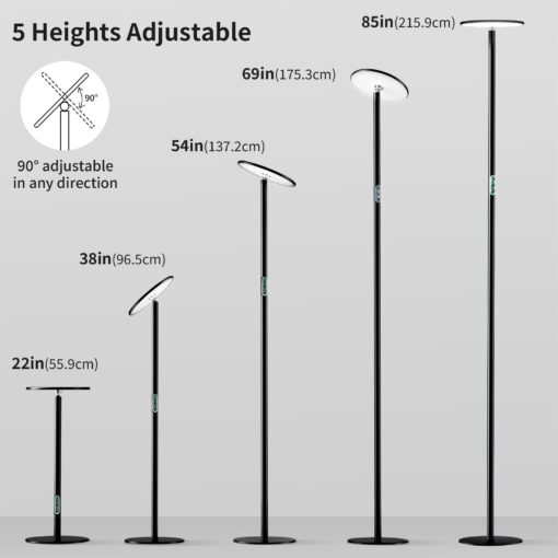 chiphy Grow Lights, 85" Full Spectrum Plant Light for Indoor Plants, 4/8/12H Timer, 60W Grow Lamp, 10 Dimmable Brightness, Height Adjustable, Remote Control, Ideal for Tall Small Plants - Image 3