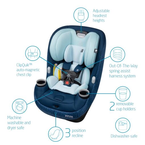 Maxi-Cosi Pria Max All-in-One Convertible Car Seat, Rear Facing Car Seat (4-40 lbs), Forward Facing Car Seat (22-65 lbs), High Back Booster Seat (40-100 lbs), Pure COSI, Tetra Blue - Image 12