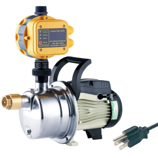 TDRSUPER 1/2 HP Water Pressure Booster Pump with Smart Controller, 845GPH, 110V, Stainless Steel Well Pump, Automatic Water Transfer Jet Pump for Home, Garden, Lawn, Irrigation