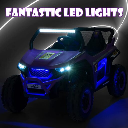 OLAKIDS 2 Seater Ride on Car for Kids, 12V UTV Kids' Electric Vehicles with Remote Control, Spring Suspension, Soft Start, Music Bluetooth FM, Battery Powered for Ages 3-8 (Purple) - Image 2