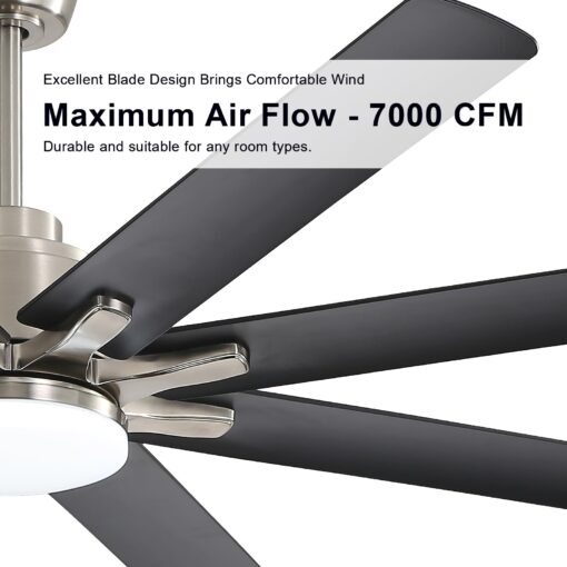 Sofucor 66 Inch Smart Ceiling Fan with Lights and Remote, APP Control, Compatible with Alexa/Google, Indoor Outdoor Low Profile Black Ceiling Fan with 3 Downrod for Living Room Farmhouse Patio - Image 3