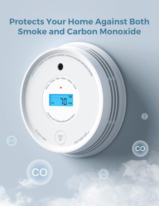 AEGISLINK Smoke Carbon Monoxide Detector, Interlinked Combination Smoke CO Alarm, Battery Powered, Wireless Interconnected, Digital Display, SC-RF220, 10-Pack - Image 7