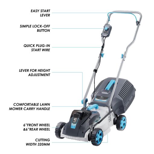 Cordless Lawn Mowers, 15 Inch Lightweight Lawn Mower, 40V Lithium-ion Lawnmower w/Brushless Motor, 5 Cutting Heights Adjustable -Low Noise 2 in 1 Push Mower - Image 9